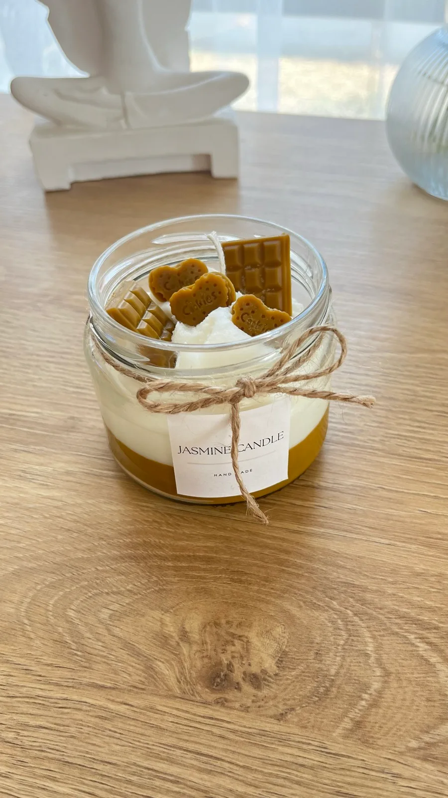Çikolata Desenli Cam Kavanoz Soya Wax Mum