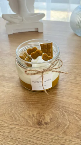 Çikolata Desenli Cam Kavanoz  Soya Wax Mum