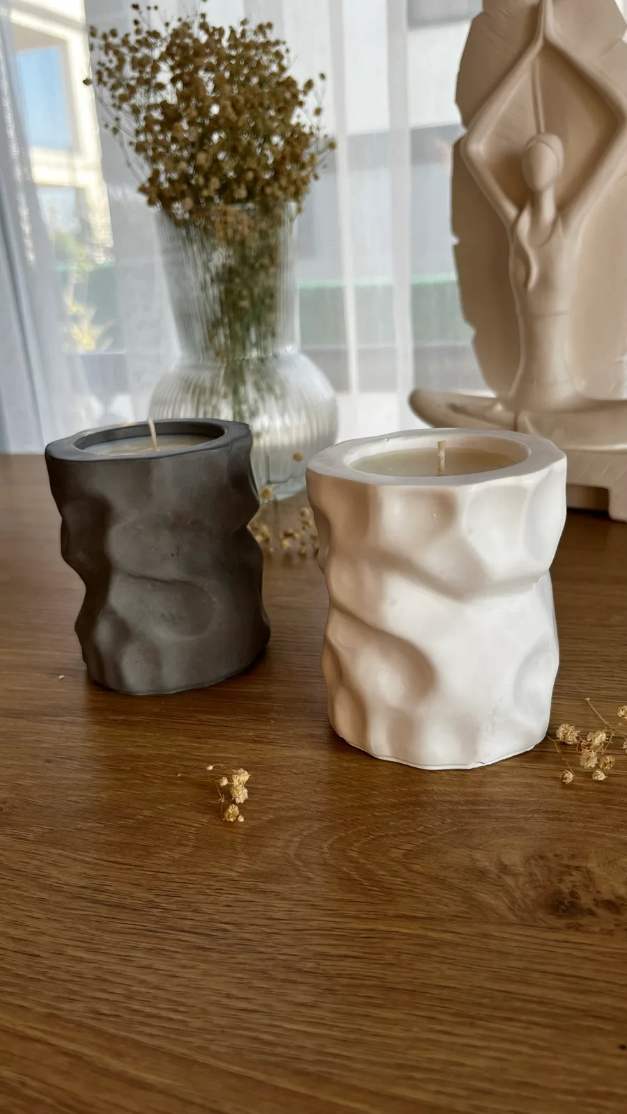 Beton Düzensiz Silindir Soya Wax Mum