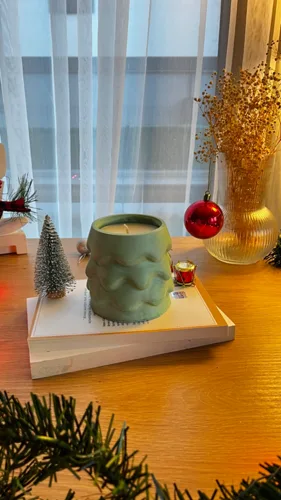 Yılbaşı Temalı Yeşil Noel Çam Ağaçlı Soya Wax Mum