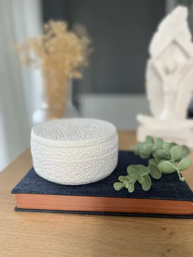 Beton Beyaz Kapaklı Dekoratif Kutu Saklama Kutusu Takı Kutusu