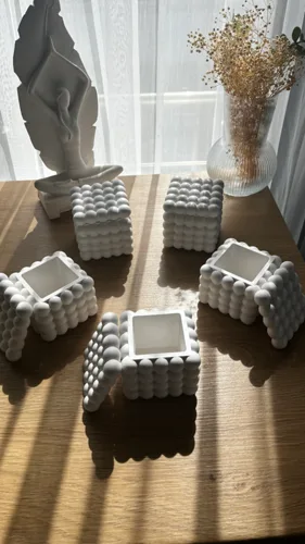 Beton Kapaklı Dekoratif Bubble Organizer Tabak/Kutu