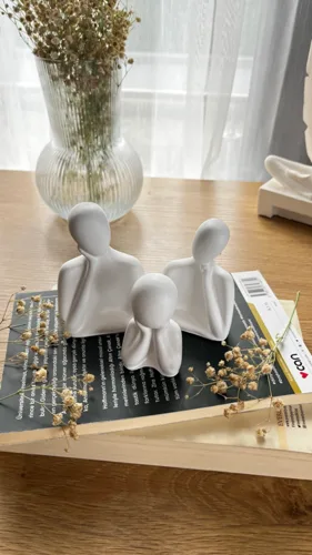 Beton 3’lü Üçlü Aile Dekoratif Biblo Obje