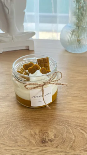 Çikolata Desenli Cam Kavanoz  Soya Wax Mum