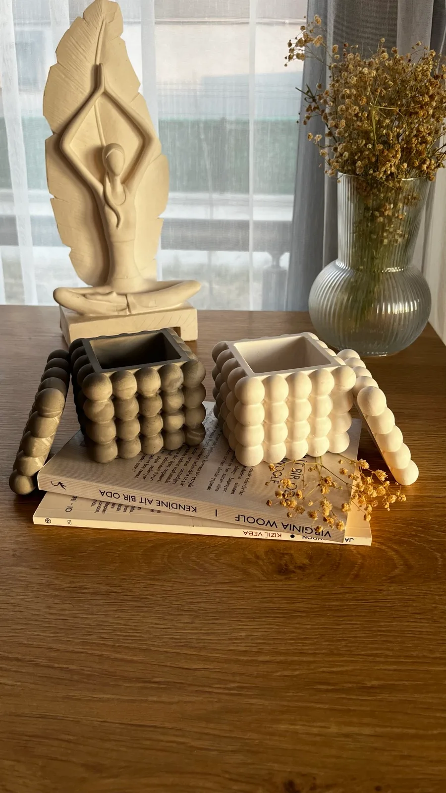 Beton Kapaklı Dekoratif Bubble Organizer Tabak/Kutu