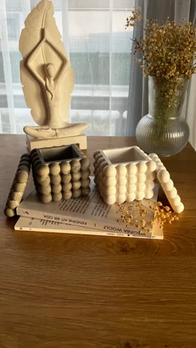 Beton Kapaklı Dekoratif Bubble Organizer Tabak/Kutu