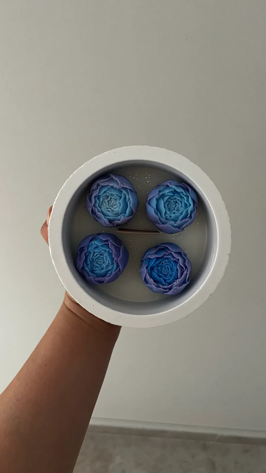 Ahşap Fitilli Mor Mavi Renk Şakayık Soya Wax Mum