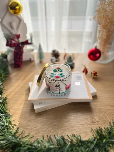 Kokina Yılbaşı Temalı Cam Kavanoz Soya Wax Mum