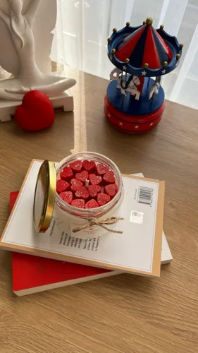 Sevgililer Günü Temalı Kalp Soya Wax Mum El Yapımı