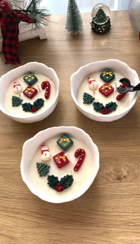 Yılbaşı Temalı Soya Wax Mum & Kıvrımlı Dokulu Dekoratif Kase