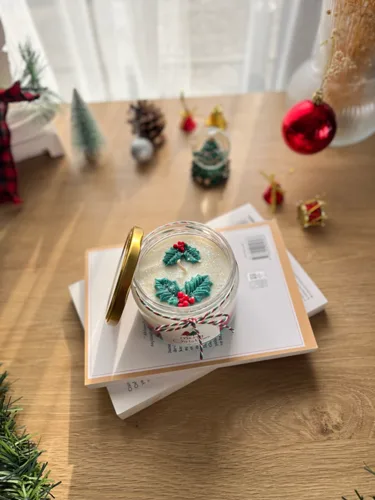 Kokina Yılbaşı Temalı Cam Kavanoz Soya Wax Mum