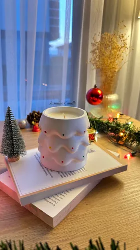 Yılbaşı Temalı Yeşil Noel Çam Ağaçlı Soya Wax Mum