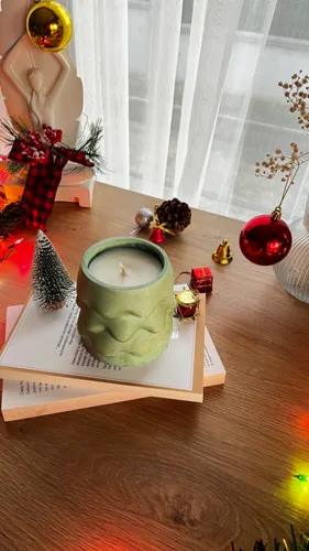 Yılbaşı Temalı Yeşil Noel Çam Ağaçlı Soya Wax Mum